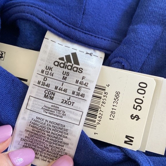 Mens Adidas Blue Hoodie, Size Medium - Picture 7 of 8